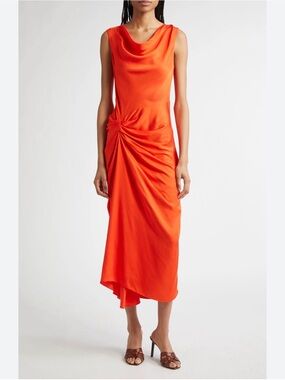 alc gemini pleated midi dress A.L.C. Gemini Pleated Cut Out Midi Dress Chateau Rouge 10